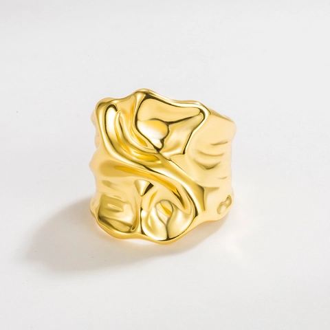 Minimalistisch 925 Sterlingsilber Unregelmäßiger Zerknitterter Ring Für Damen Verstellbarer Offener Ring Modeschmuck