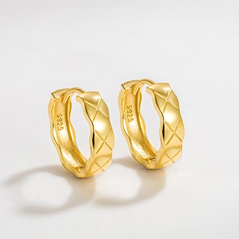 Orecchini Trapuntati in Argento Sterling 925 Design Francese Cerchi Geometrici con Motivo a Rete Oro Argento Gioielli Donna