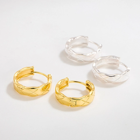 Orecchini Trapuntati in Argento Sterling 925 Design Francese Cerchi Geometrici con Motivo a Rete Oro Argento Gioielli Donna