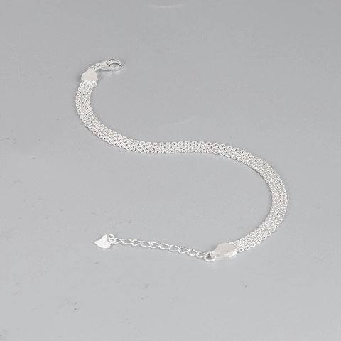 Pulsera Tank de Malla Tejida de Cuatro Filas de Plata de Ley 925 para Mujer Elegante Colgante de Corazón Ajustable Joyería