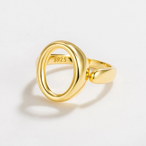 925 Sterling Silver Geometric Open Ring For Women Minimalist Irregular Hollow Adjustable Gold Silver Finger Ring Fashion Jewelry Gift