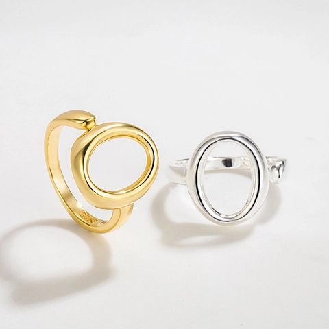 925 Sterling Silver Geometric Open Ring For Women Minimalist Irregular Hollow Adjustable Gold Silver Finger Ring Fashion Jewelry Gift