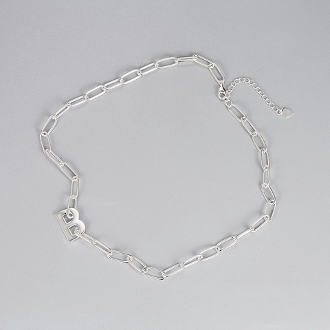 925 Sterling Silver Letter B Pendant Necklace For Women Minimalist Paperclip Chain Clavicle Necklace Elegant Personality Fashion Jewelry