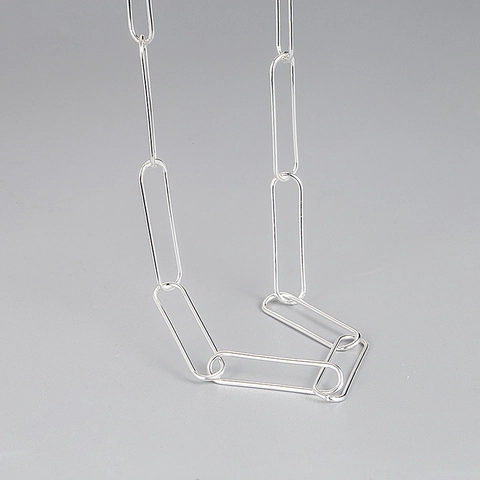 Collar de Cadena de Clip de Plata de Ley S925 para Mujer Collar de Clavícula de Eslabones Geométricos Minimalistas Joyería