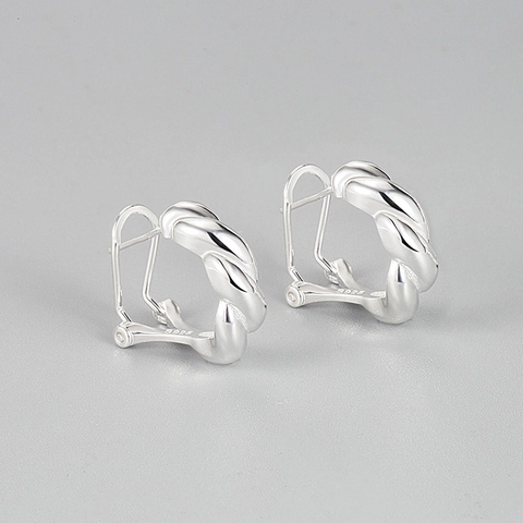 Orecchini a Lobo in Argento Sterling 925 Geometrici a Corda Intrecciata per Donna Design a Onda Minimalista Coreano Gioielli
