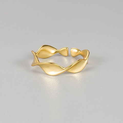 Anillo Abierto Minimalista de Plata de Ley 925 con Onda Torcida para Mujer Vintage Geométrico Ajustable Estilo Metal Líquido Joyería