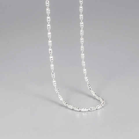 Collar de Cadena de Clavícula de Cuentas de Olivo Facetadas de Plata de Ley 925 para Mujer Joyería Minimalista Brillante Lujo