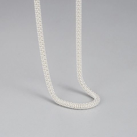Collana a Catena a Maglia in Argento Sterling 925 per Donna Chic Minimalista Catena Popcorn Girocollo Gioielli di Moda Regalo Festa
