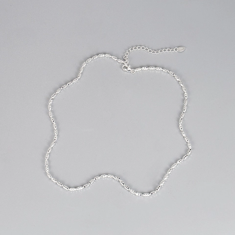 Collar de Cadena de Clavícula de Cuentas de Olivo Facetadas de Plata de Ley 925 para Mujer Joyería Minimalista Brillante Lujo