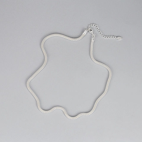 Collana a Catena a Maglia in Argento Sterling 925 per Donna Chic Minimalista Catena Popcorn Girocollo Gioielli di Moda Regalo Festa