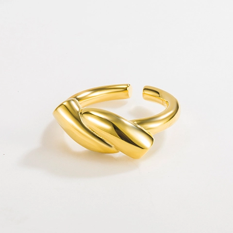 Anillo Abierto Retorcido de Plata de Ley 925 Joyería Minimalista Ajustable para Mujer Anillo de Moda Bañado en Oro Plata