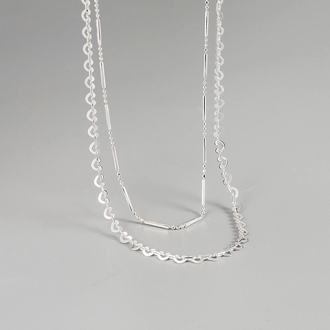 Collar de Corazón de Doble Capa de Plata de Ley 925 para Mujer Joyería Minimalista de Moda Estilo Ins Cadena de Clavícula