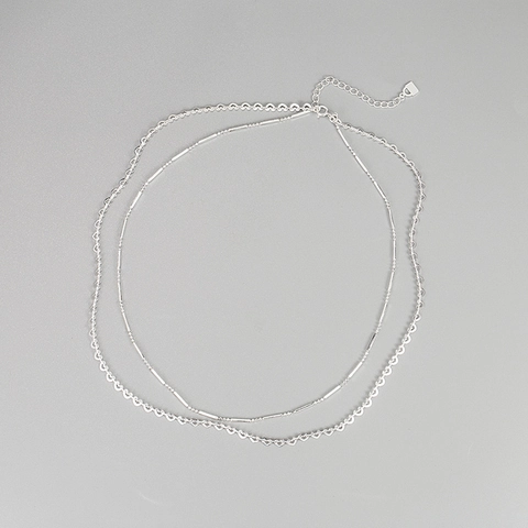 Collar de Corazón de Doble Capa de Plata de Ley 925 para Mujer Joyería Minimalista de Moda Estilo Ins Cadena de Clavícula