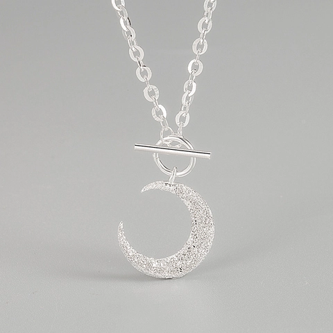 Collar con Colgante de Luna de Plata de Ley 925 para Mujer Gargantilla Minimalista de Media Luna con Diamantes de Imitación y Cierre de T Joyería de Moda Regalo