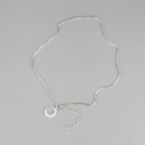 Collar con Colgante de Luna de Plata de Ley 925 para Mujer Gargantilla Minimalista de Media Luna con Diamantes de Imitación y Cierre de T Joyería de Moda Regalo