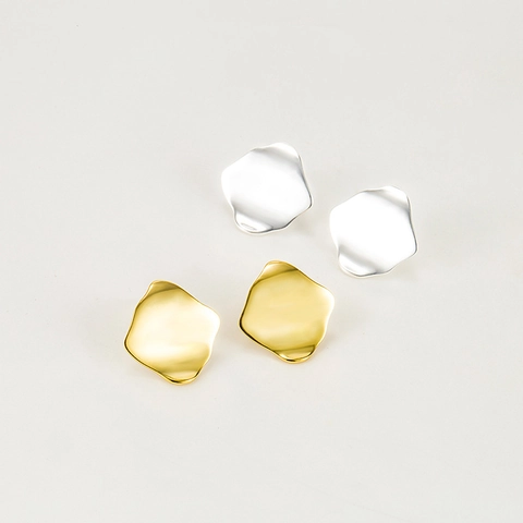 Orecchini a Lobo in Argento Sterling 925 Geometrici a Onde Irregolari per Donna Minimalisti Placcati Oro 18K Gioielli Moda Estetici