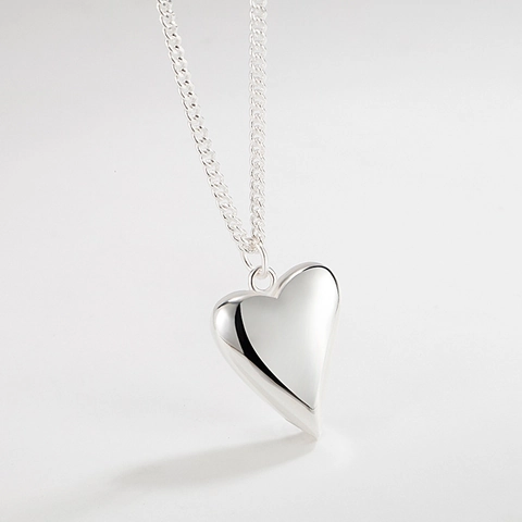Collar con Colgante de Corazón de Plata de Ley 925 para Mujer Minimalista Cadena de Corazón 3D Oro Plata Joyería Regalo