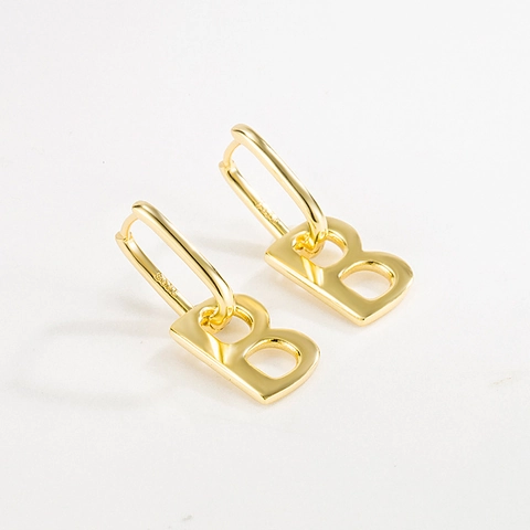 S925 Sterlingsilber Buchstabe B Ohrstecker Für Damen Minimalistische Retro Alphabet Ohrhänger Gold Silber Mode Schmuck Geschenk
