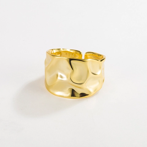 925 Sterling Zilver Onregelmatige Getextureerde Open Ring Voor Dames Minimalistisch Verstelbare Gehamerde Metalen Ring Sieraden