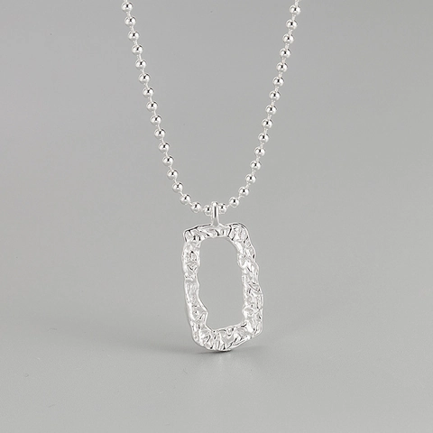 Collana in Argento Sterling 925 Con Pendente Quadrato Geometrico Traforato Trama Martellata Irregolare Gioielli Minimalisti da Donna