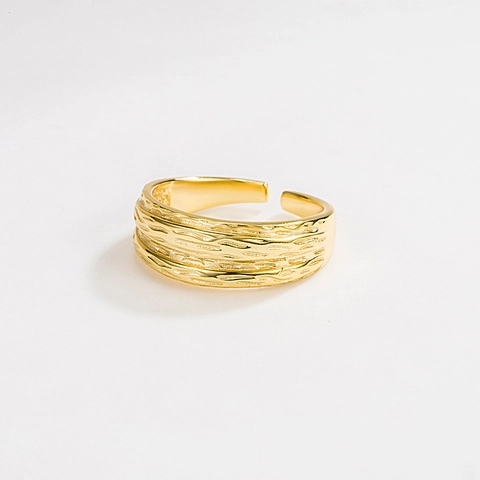 925 Sterling Zilveren Ring Voor Dames Minimalistisch Onregelmatige Boomshors Textuur Verstelbare Open Ring Goud Zilver Sieraden