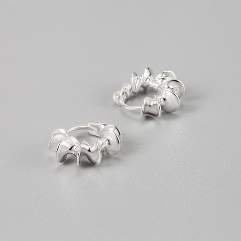 Pendientes de Aro con Espiral Retorcida de Plata de Ley 925 para Mujer Joyería de Plata Galvanizada Estilo Ins Minimalista