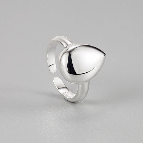 Anillo de Gota de Agua en Plata de Ley S925 Minimalista Estilo Frío Abierto Ajustable Anillo de Metal Líquido Joyería de Moda Mujer