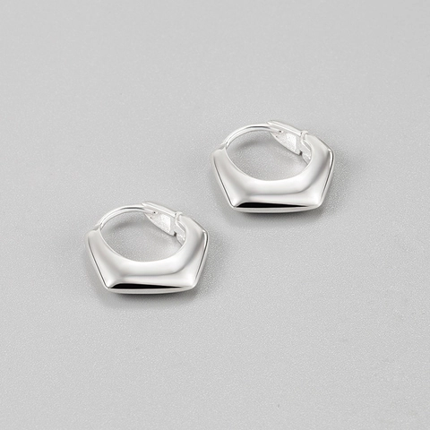 Pendientes de Botón de Plata de Ley 925 para Mujer Minimalistas Nórdicos Forma de Rombo Geométrico Irregulares Ligeros Lujo INS Estilo