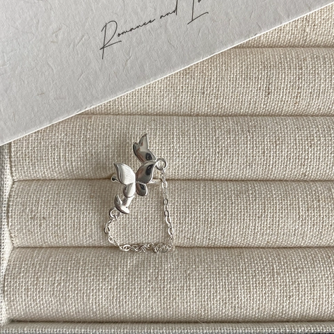 Orecchino a Fascia in Argento Sterling 925 a Forma di Farfalla Con Catena a Frangia Lunga Minimalista Senza Buco per Donna Gioielli