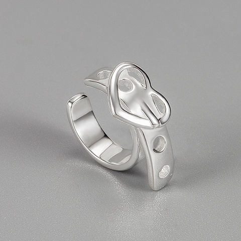 S925 Sterling Silver Heart Belt Buckle Ear Clip Non Piercing Cartilage Cuff Earrings For Women Chic Minimalist Jewelry