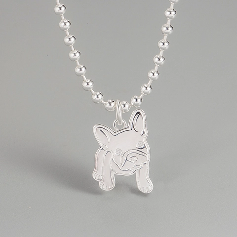 Minimalist 925 Sterling Silver French Bulldog Pendant Necklace For Women Cute Pug Puppy Animal Charm Jewelry Necklaces Gift