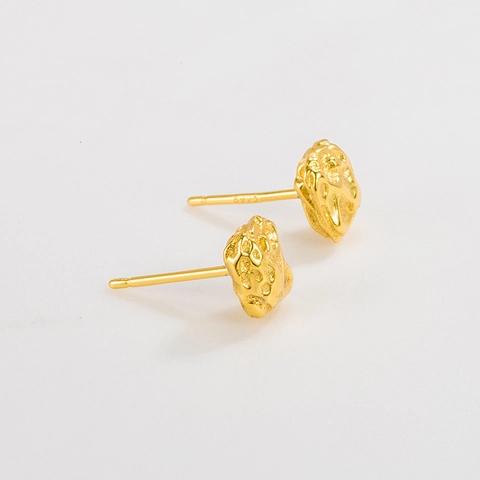 S925 Sterlingsilber Unregelmäßige Lava Textur Ohrstecker Minimalistisch Vintage Ins Stil 18k Vergoldet Geometrischer Damen Schmuck