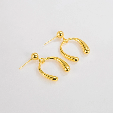 Orecchini a Forma di U in Argento Sterling 925 per Donna Minimalisti Placcati in Oro 18K Geometrici Orecchini a Bottone Gioielli