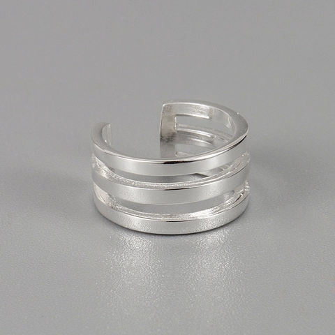 925 Sterling Silver Minimalist Triple Layer Line Ear Cuff No Piercing Clip Earrings For Women Geometric High Quality Jewelry