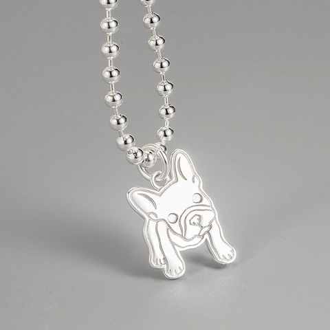 Minimalist 925 Sterling Silver French Bulldog Pendant Necklace For Women Cute Pug Puppy Animal Charm Jewelry Necklaces Gift