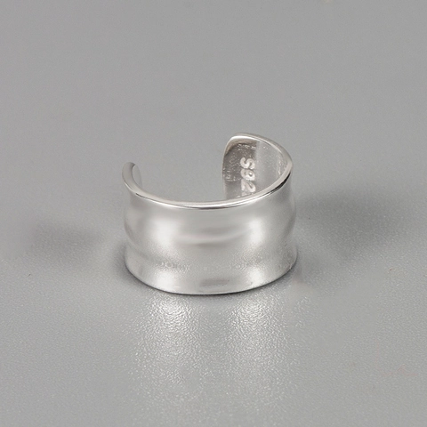 Ear Cuff de Plata de Ley 925 Sin Perforación Onda Irregular Martillada Pendientes de Clip Joyería de Plata Minimalista Para Mujer Diario
