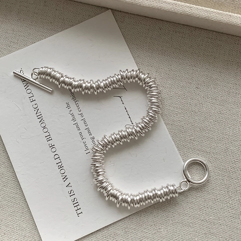 Moderne 925 Sterlingsilber OT-Schnalle Klobiges Armband Für Damen Ins-Stil Mehrlagiges Spulenkette Armband Minimalistischer Schmuck