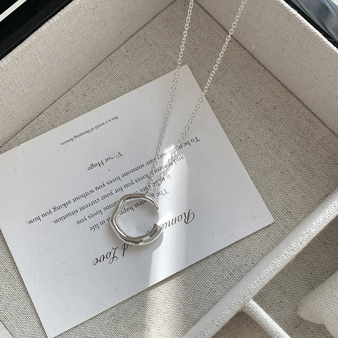 925 Sterlingsilber Unregelmäßige C-Form Anhänger Halskette Für Damen Minimalistisch Geometrisch Poliert Schlüsselbeinkette Schmuck