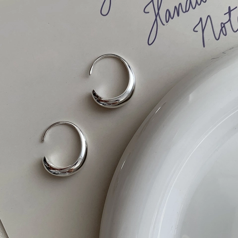 Minimalistisch 925 Sterlingsilber C-Form Creolen Ohrstecker Poliert Geometrisch Halbmond Mode Schmuck Für Damen Geschenk