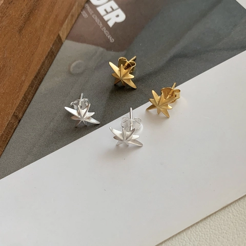 Orecchini a Bottone Stella a Otto Punte in Argento Sterling 925 per Donna Gioielli Ottagramma Minimalista Stella Polare