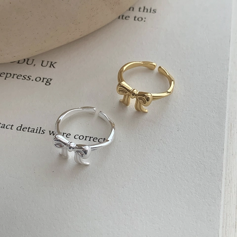 S925 Sterlingsilber Schleife Ring Für Damen Elegant Süß Prinzessin Stil Band Knoten Offen Verstellbar Minimalistisch Schmuck Geschenk