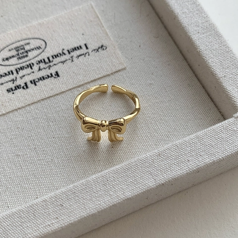 S925 Sterlingsilber Schleife Ring Für Damen Elegant Süß Prinzessin Stil Band Knoten Offen Verstellbar Minimalistisch Schmuck Geschenk