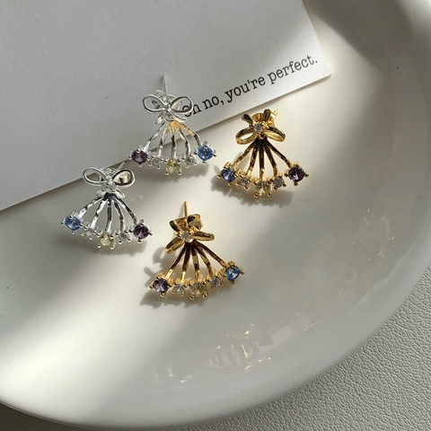 Pendientes de Botón de Mariposa de Plata de Ley S925 Diseño Original Lujosos Pendientes de Circonia de Colores para Mujer Joyería Elegante