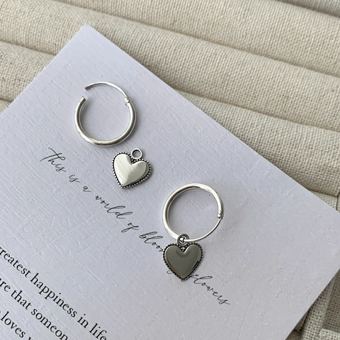 Orecchini a Cerchio a Cuore in Argento Sterling 925 Per Donna Minimalisti Bordo Perlato Gioielli Sottili Versatili Quotidiani
