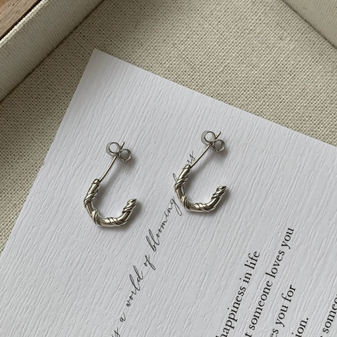 Orecchini a Cerchio Intrecciati in Argento Sterling S925 Vintage Per Donna Orecchini a Cerchio Geometrici Francesi