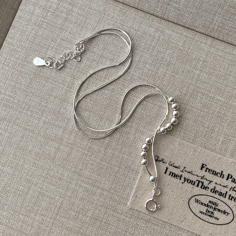 Pulsera de Doble Capa de Plata de Ley 925 para Mujer Minimalista Amuleto de Cuenta Redonda Pulsera Ajustable Joyería Elegante Regalo