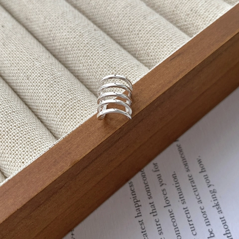 Pendientes de Clip en Plata de Ley 925 Geométricos Multicapa para Mujer Joyería Minimalista de Hip Hop