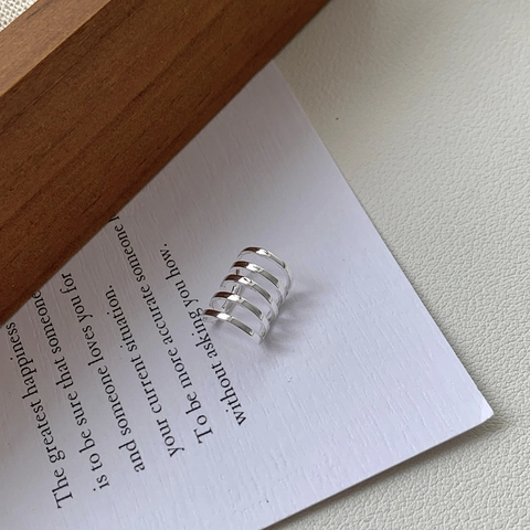 Pendientes de Clip en Plata de Ley 925 Geométricos Multicapa para Mujer Joyería Minimalista de Hip Hop