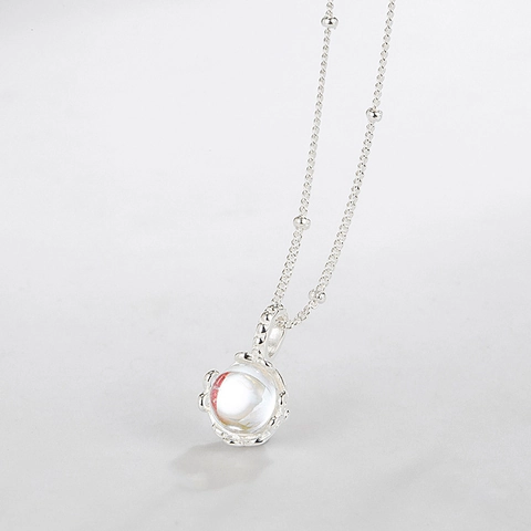 French Ins Moonstone 925 Sterling Silver Necklace For Women Elegant Geometric Round Pendant Clavicle Chain Jewelry Gift