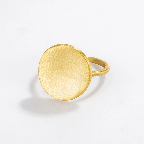 Minimalist 925 Sterling Silver Brushed Round Disc Ring For Women Geometric Open Adjustable Korean Style Jewelry Finger Ring